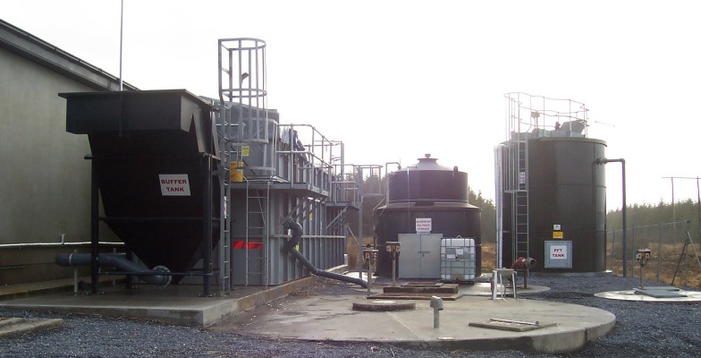 The rear of the water treatment plant at Lough na Minna